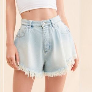 Free people Harlie Denim super high rise Light Blue Frayed Jean Shorts